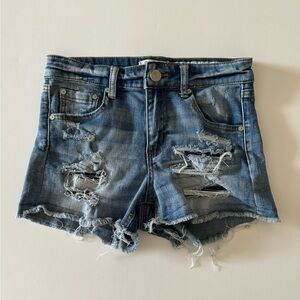 Distressed jean shorts